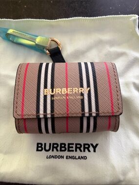 Burberry Tan Classic Check AirPod Pro with Gold Logo